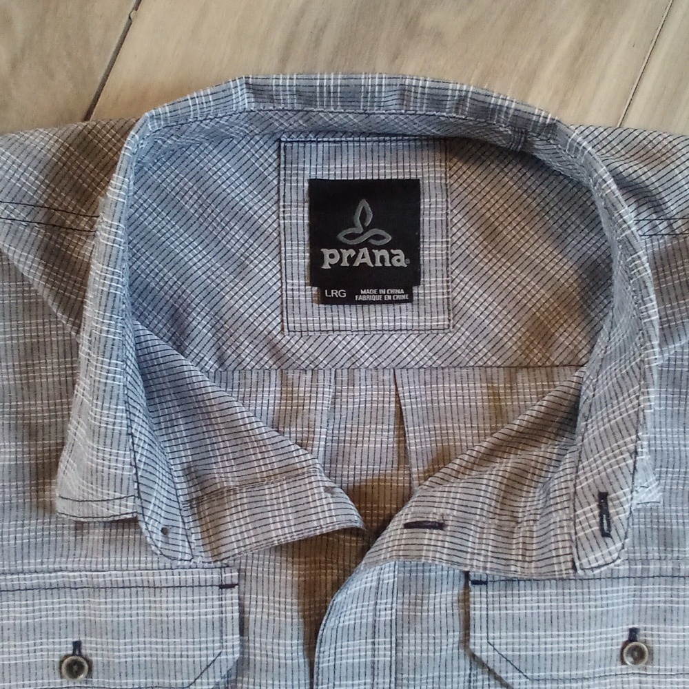 PrAna stripped button down shirt /Sz. L